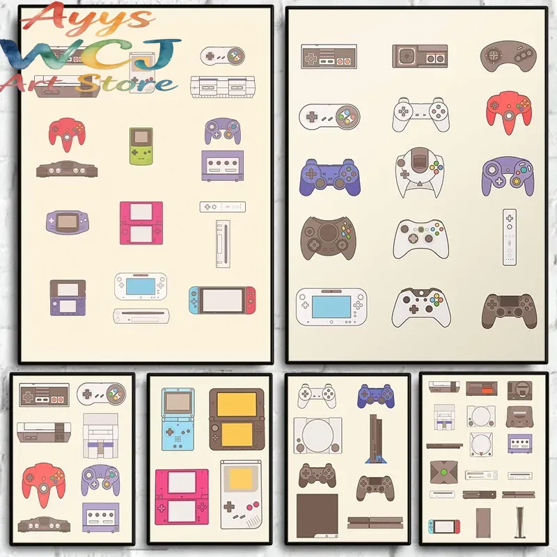비디오 게임 휴대용 및 콘솔 진화 포스터 게임패드 캔버 - Gaming Console Picture 리뷰 및 가격