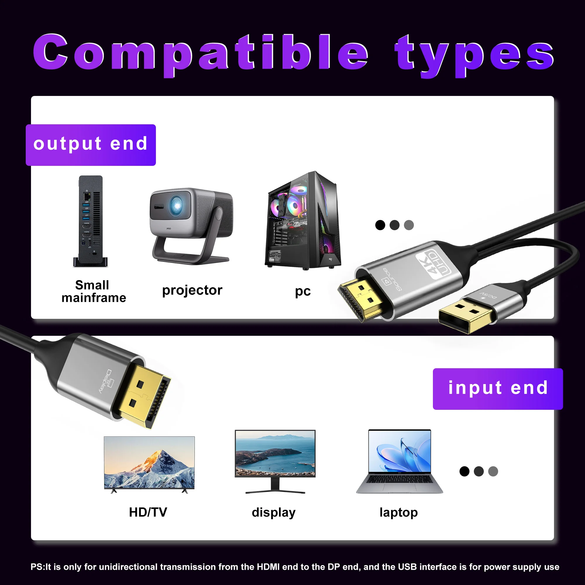 5V 전원 공급 장치가 있는 HDMI-DP 변환기 케이 - Gaming Console And Monitor 리뷰 및 가격