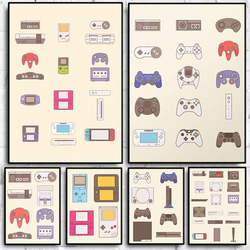 비디오 게임 휴대용 및 콘솔 진화 포스터 게임패드 캔버 - Gaming Console Picture 리뷰 및 가격